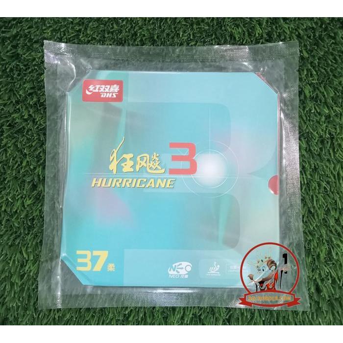 DHS Hurricane 3 Neo Commercial - Karet Rubber Bet Pingpong Tenis Meja - Hitam, H40 2.15mm