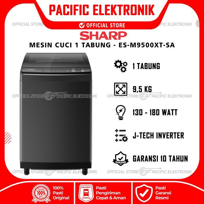 Mesin Cuci Sharp Inverter 1 Tabung Top Loading 9.5kg ES-M9500XT-SA / 9500XTSA / 9500XT