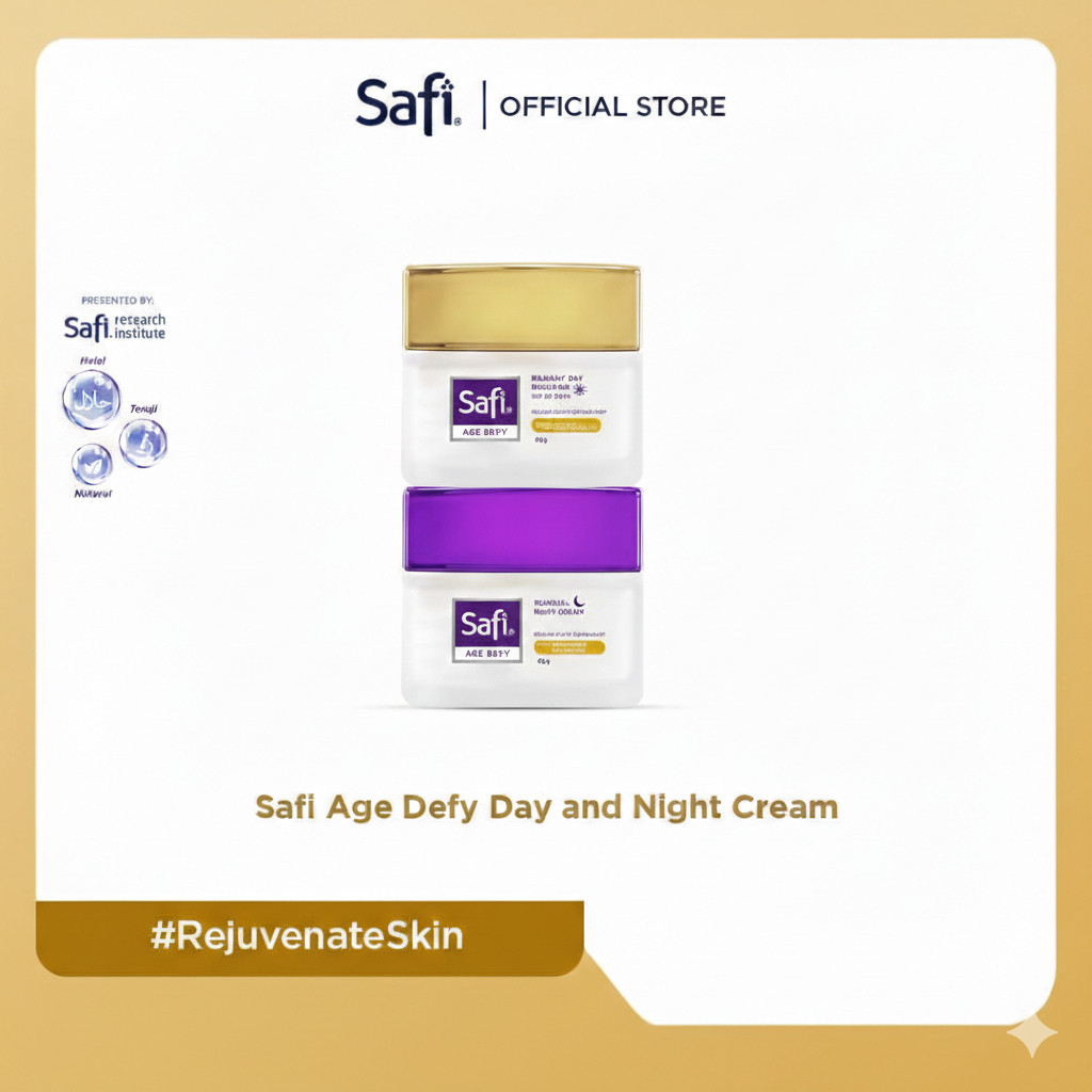 Safi Age Defy Day Cream 25gr + Night Cream 25gr | Paket Anti Aging Wajah Glowing | Krim Siang Malam 