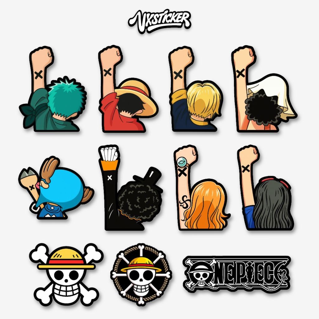 Sticker One Piece, Luffy, Zoro, Sanji, Dll. Murah. Sticker Helm, Case Hp, Tumbler