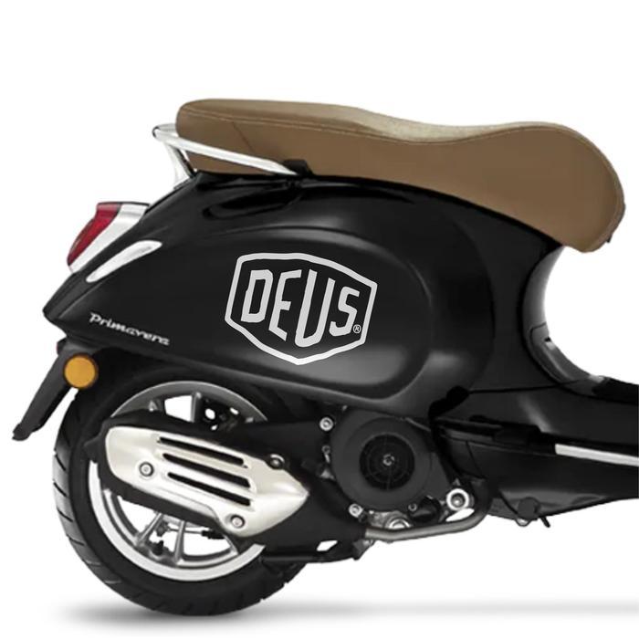 New PROMO STICKER STIKER CUTTING LOGO DEUS VESPA SCOOPY GENIO DLL - Merah