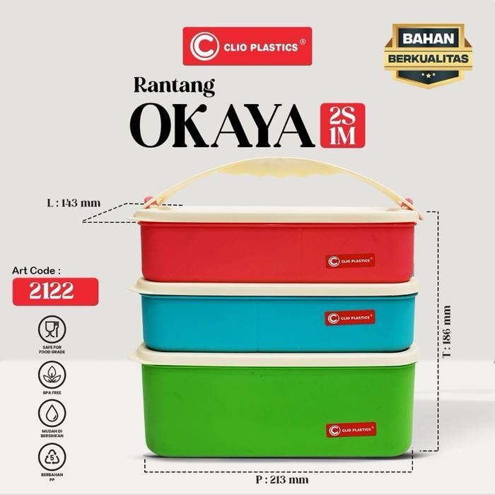 Rantang susun Okaya Plastik pp 5 Kitchenware - OKAYA 3 susun