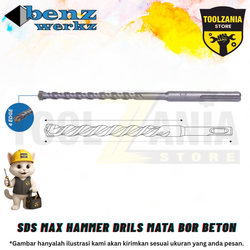 Benz Werkz SDS MAX 4-edge 30mm x 570mm - Mata bor beton SDS Max
