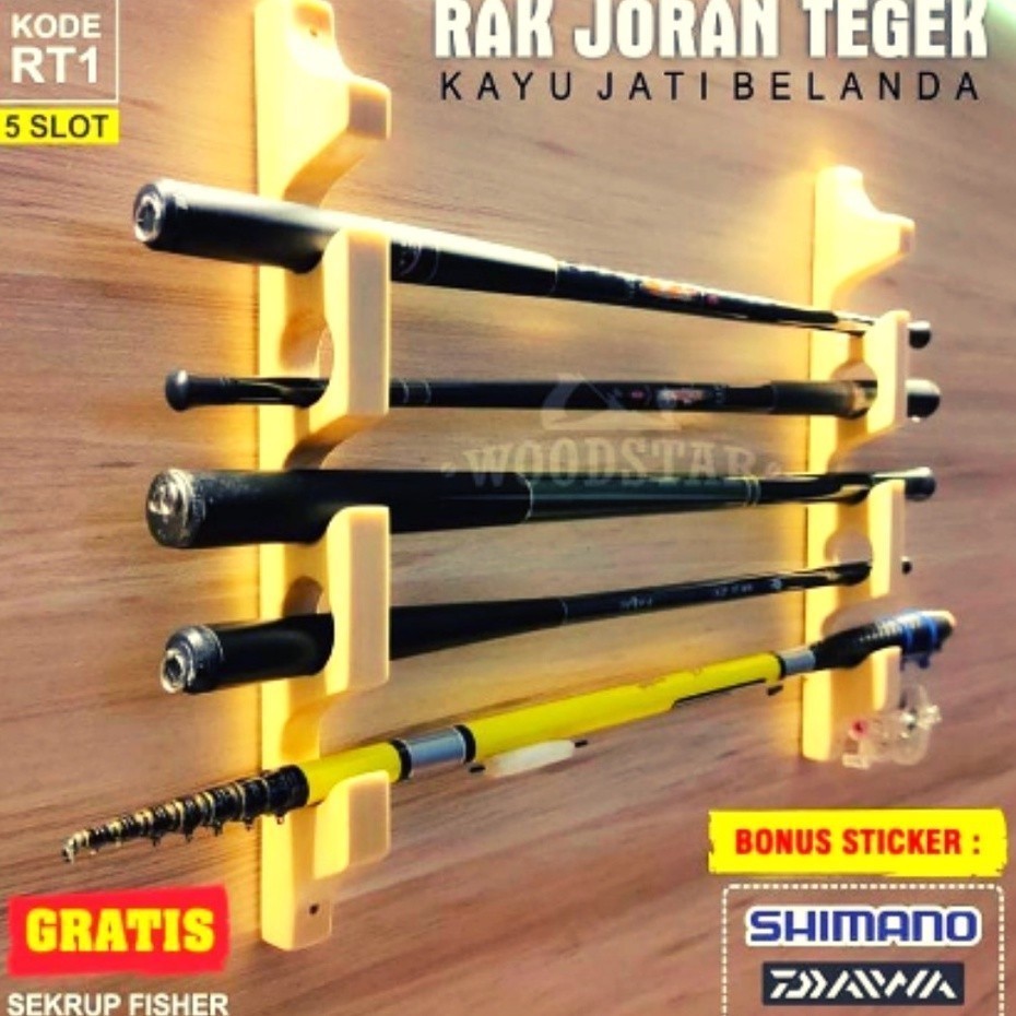 Rak Joran Kayu Tempat Joran Pancing Dinding Rak Joran Portable Djati Bhelanda Rak Joran Tempel NR33
