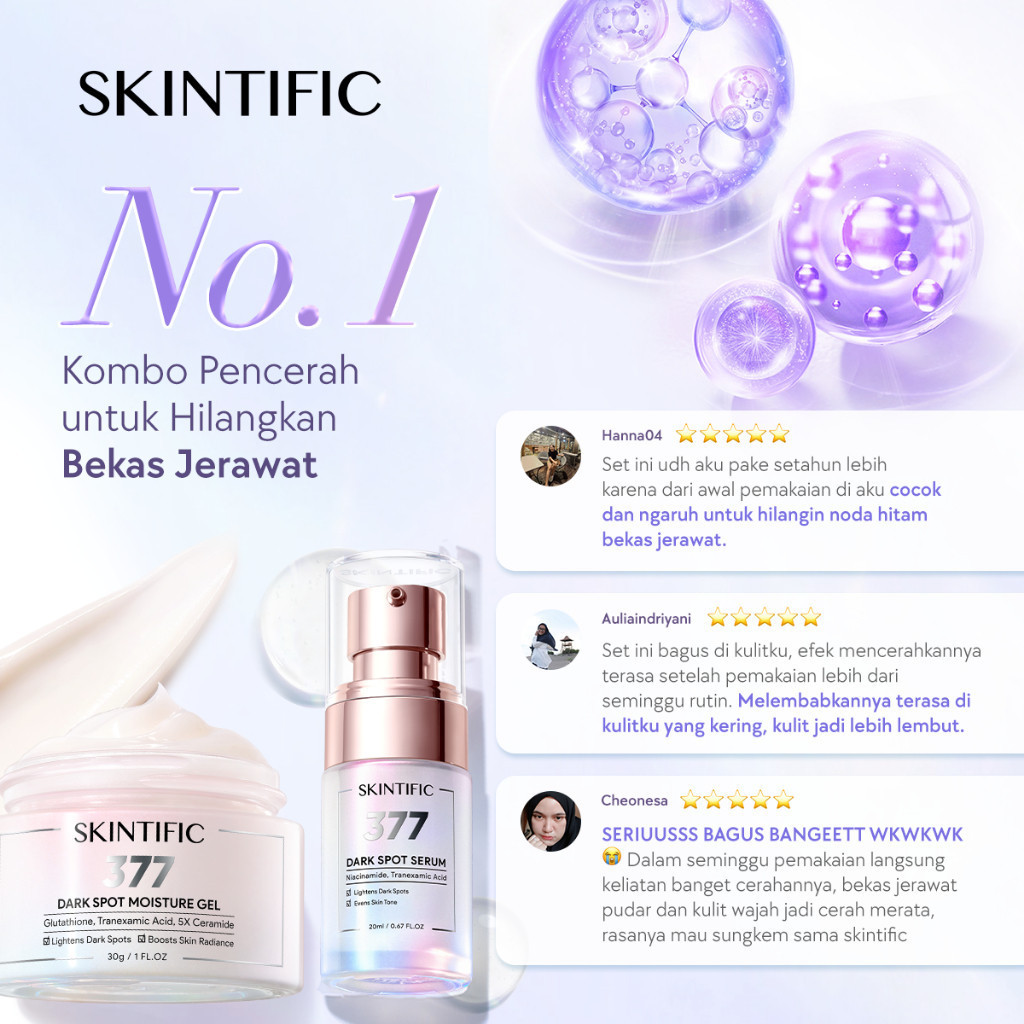 SKINTIFIC - 377 Dark Spot Moisturizer Gel 30g - Krim Wajah Untuk Semua Jenis Kulit/Kulit Kusam/Berje