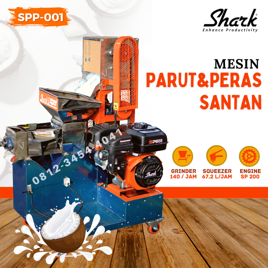 Mesin Pemeras Santan Kelapa Alat Parut Paper SHARK 2in1