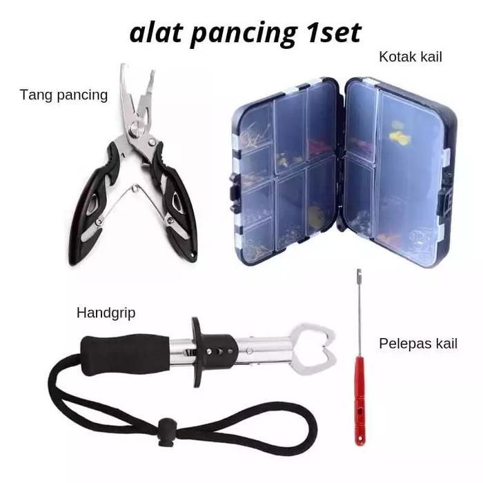 Paket Peralatan Mancing 1 Set Tang Kail Kotak Kail Handgrip Gripper Mulut Ikan Gunting Benang Mancin