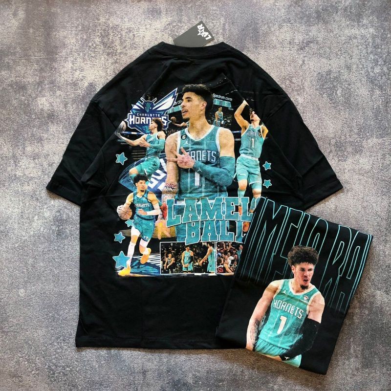 (LVR) Baju Kaos Oversize NBA LAMELO BALL - T Shirt Vintage Oversize LameloBall - Baju Kaos Pria Wani
