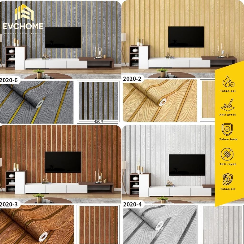 MULYO - Wallpaper Dinding Ruang Tamu Kamar Tidur | Wallpaper Stiker Bata | Wallpaper Salur | Wallpap