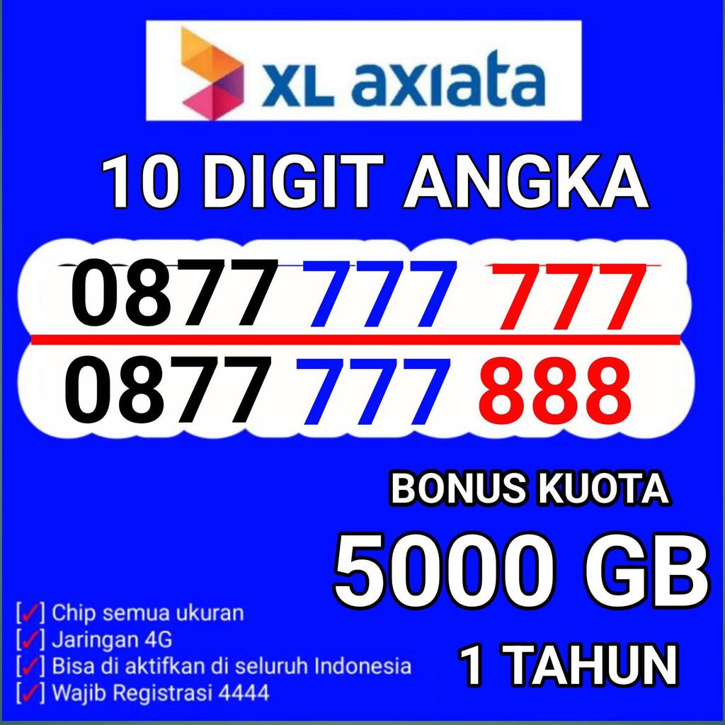 Nomor Cantik XL axiata 10 digit Jaringan 4g/5g Bisa digunakan semua wilayah Indonesia