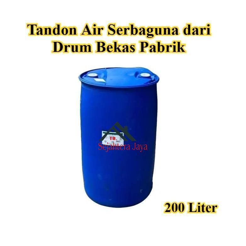 Drum Plastik Wadah Air Serbaguna HDPE 200 Liter Jumbo Tutup Kecil - Toren Tandon Air Bak Penampungan