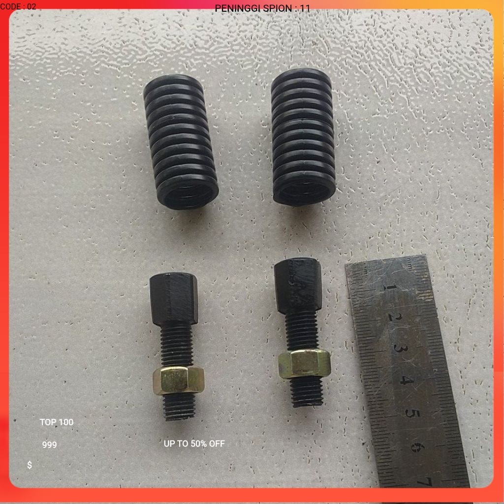 2biji PENINGGI SPION HONDA + SARUNGNYA panjang 4,5 cm baut 14 m10 kunci 14 Code:cx2