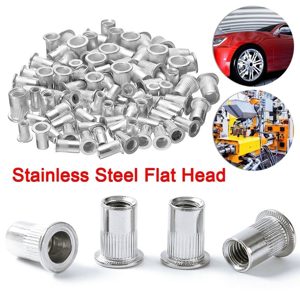 Rivet Nut Aluminium 240pcs Set Mur Rivet M3 M4 M5 M6 Mur Keling Kepala Datar Fastener Lembaran Logam