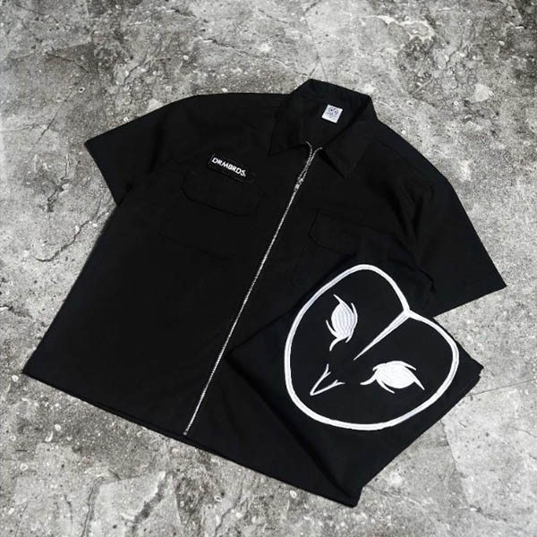 KEMEJA ZIPPER RIPSTOP WORK SHIRT CASUAL PRIA LENGAN PENDEK HITAM ORIGINAL DREAMBIRDS | CLASSIC BLACK
