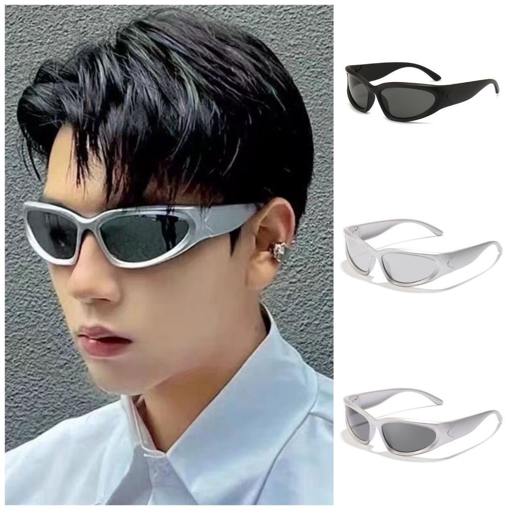 GU Kacamata Steampunk Hitam Bersepeda Cyberpunk Hip Hop Punk Gaya Retro Eropa Olahraga Wanita Dan Pr