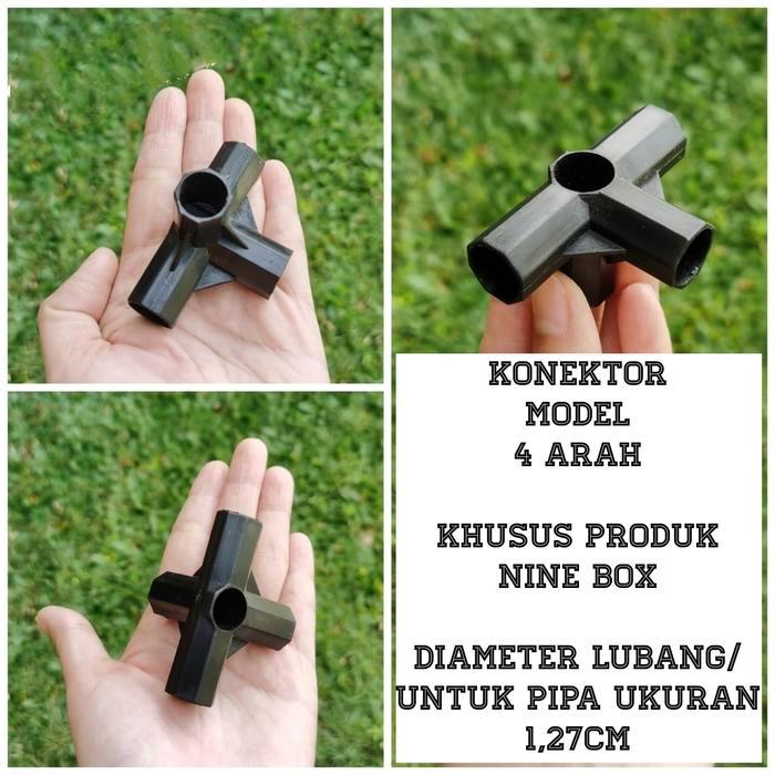 Siku konektor untuk rak sepatu cover / penyambung pipa rak sepatu - KONEKTOR 4 ARAH