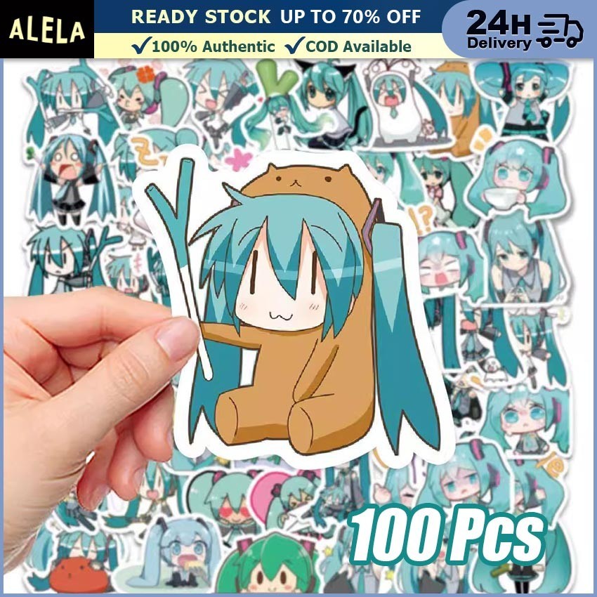 Stiker Kartun Hatsune Miku Vocaloid Paper Vinyl Waterproof Sticker Aesthetic Buku Journal Koper