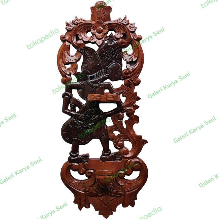 Blawong Keris Ukiran Wayang Kresna Kayu Jati Plitur Dua Warna Alusan
