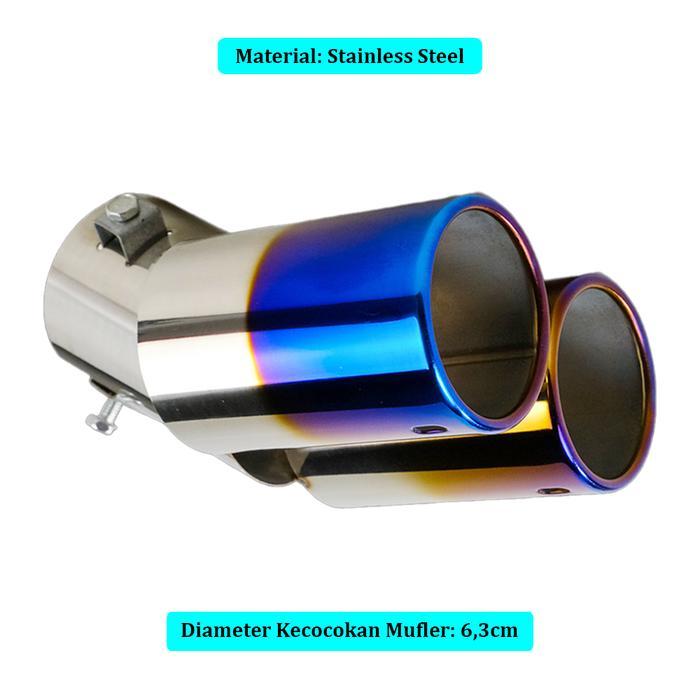 Muffler Ujung Pipa Knalpot Mobil Avanza Sigra Calya Racing Baut - Bengkok 2Lubang
