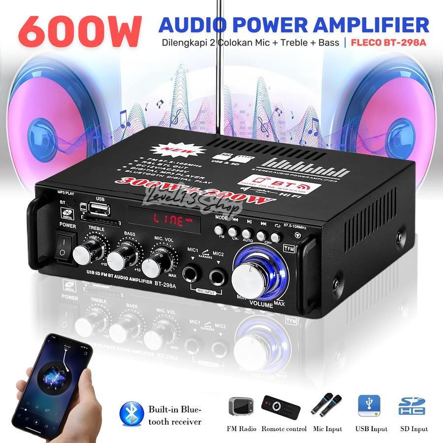 AMPLIFIER TERLARIS POWER AMPLIFIER BLUETOOTH FLECO BT298A | Audio Power Amplifier 600W Full Bass Fle