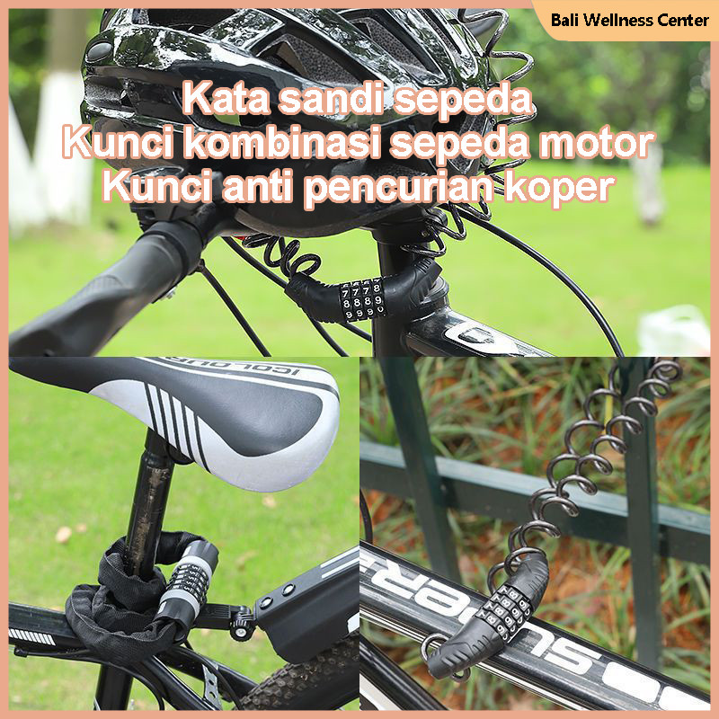 Gembok sepeda, gembok rantai motor, gembok kombinasi anti-pencurian sepeda gunung, gembok tali kawat