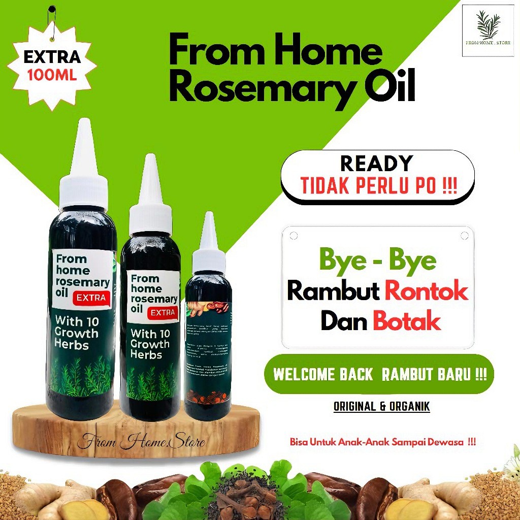 Original From Home Rosemary Oil 100ml Kemasan Baru Original BPOM Garansi 100% - READY STOCK Herbal A