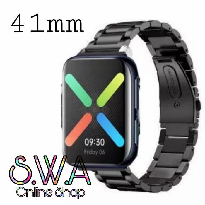 Strap Stainless Steel Tali Jam Rantai Band Oppo Watch 41mm Watch Band didm - Hitam, 41mm