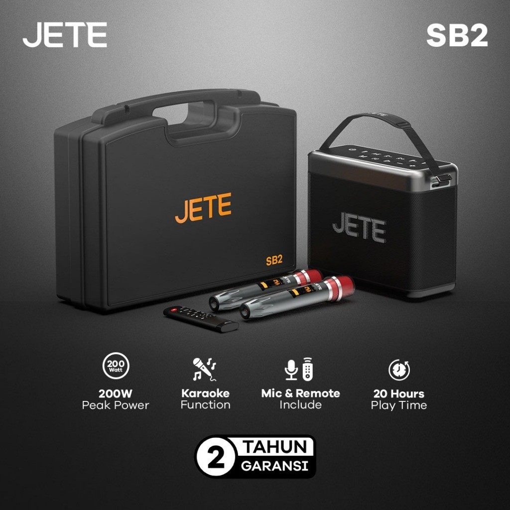 JETE SB2 Speaker Karaoke Bluetooth Speaker Bluetooth Karaoke 2 Mic Microphone Audio Musik With Port 