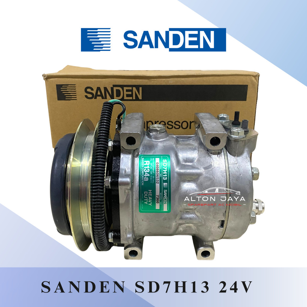 COMPRESSOR KOMPRESOR AC SANDEN SD7H13 24VOLT UNTUK ALAT BERAT SANDEN ASLI 7H137360