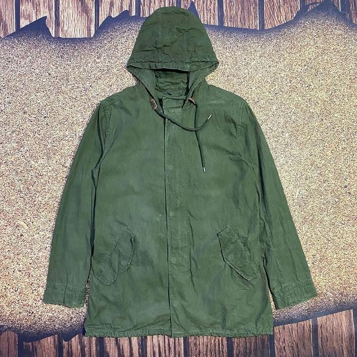 jaket parka hijau army GAP jaket hoodie cotton polos casual bagus size L