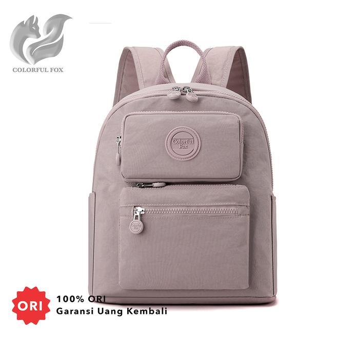 Tas Ransel Wanita Backpack Wanita Remaja Tas Bahan Anti Air COLORFUL FOX 3003 - Lilac Purple