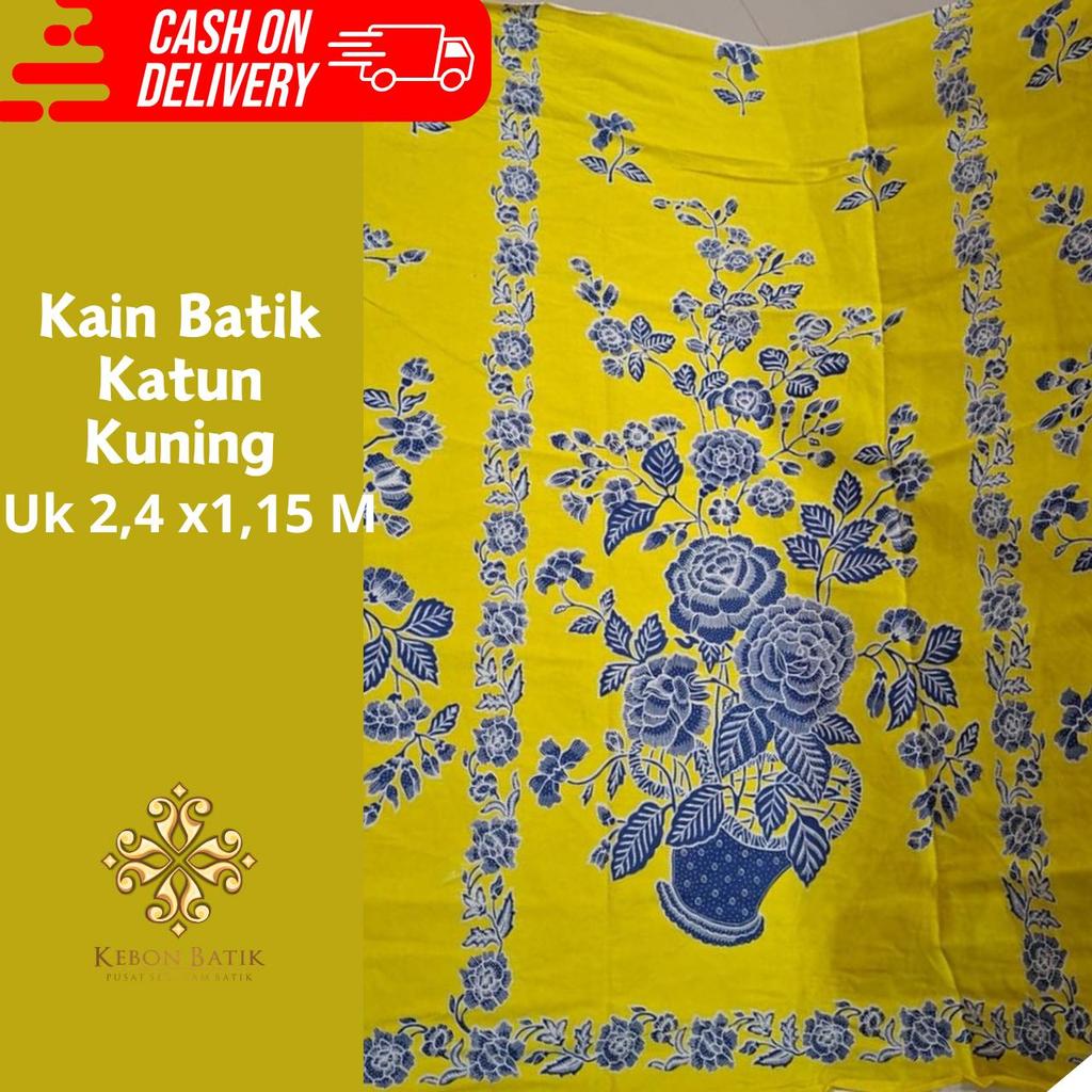 Kain Batik Katun Motif Bunga Warna Kuning Bisa Cod 2605080001