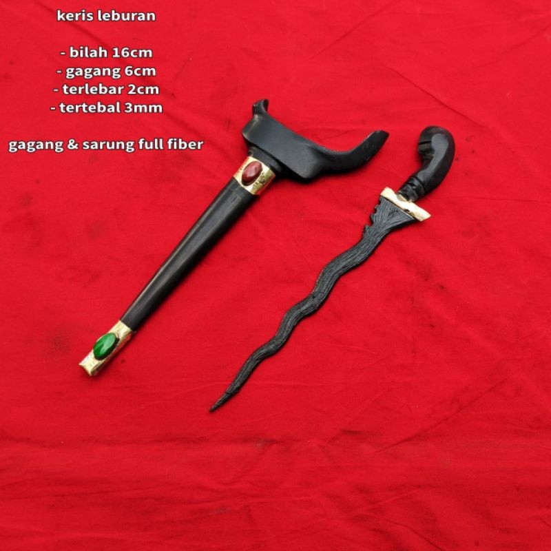 ZPS00076 Keris Eluk Batu Giok Model Warna Hitam Ukuran 23 cm