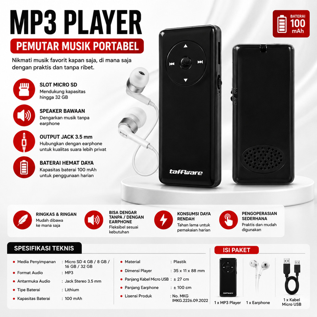 Mp3 Player Portable Minimalis Musik Walkman Mp3 Player With Speaker Murah Bagus Awet Kuat Bahan Plas