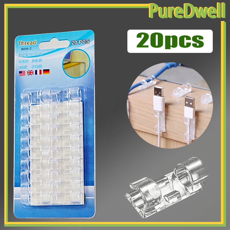20Pcs Clip Cable Oganizer/Klem Kabel Tempel Serbaguna/Pengikat Kabel / Klip Kabel Tanpa Paku/Klip Te
