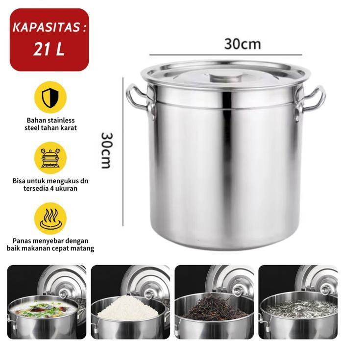 Stok Pot 30cm Besar Tebal Panci Sup Tinggi Multifungsi Stainless /25cm/30cm/35cm/40cm /Panci Dandang