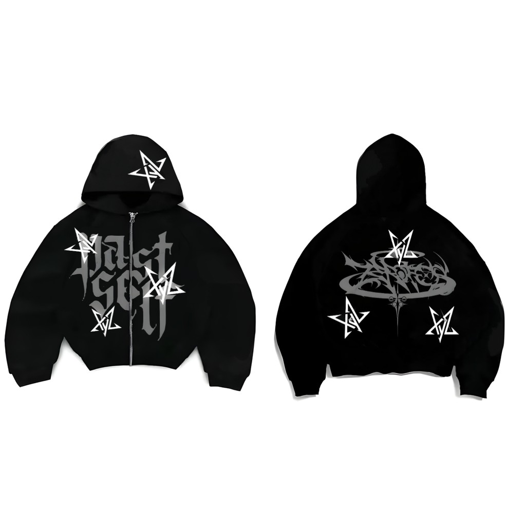 [COD] TeeHype Jaket zipper hoodie black Past self Reflektif Sliver sablon nyala pria wanita Jaket