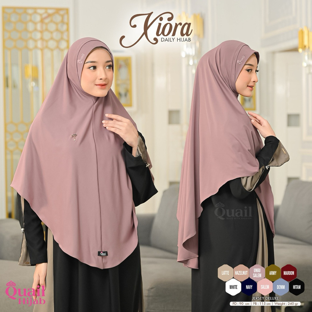 Xiora Jilbab Instan Original Quail Hijab Daily Jersey Deluxe Premium Syar'i Polos Adem Nyaman Anti T