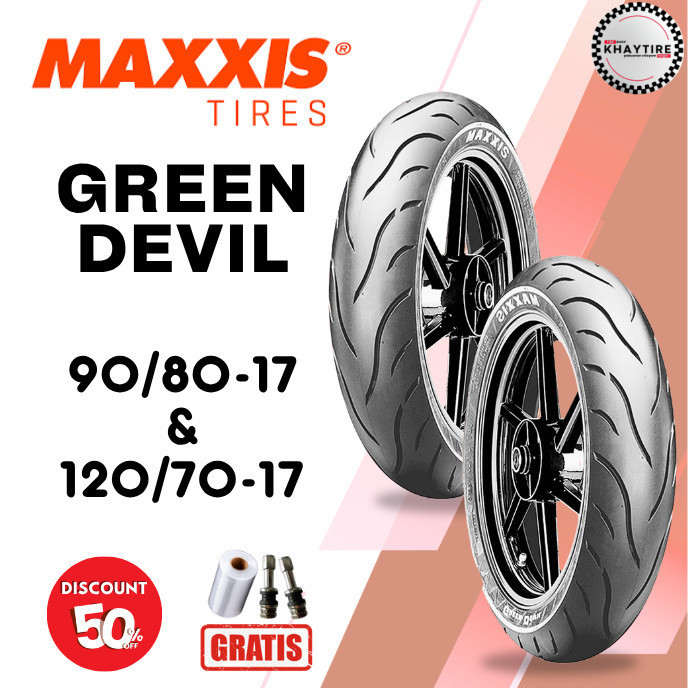 SEPASANG Ban Motor MAXXIS GREENDEVIL 90/80 & 120/70 RING 17 Tubeless