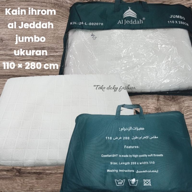 (Mecca) Kain Ihrom Pria Dewasa Jumbo Al Jeddah Bahan Katun Microfiber | Kain Ihrom Al Jeddah Jumbo