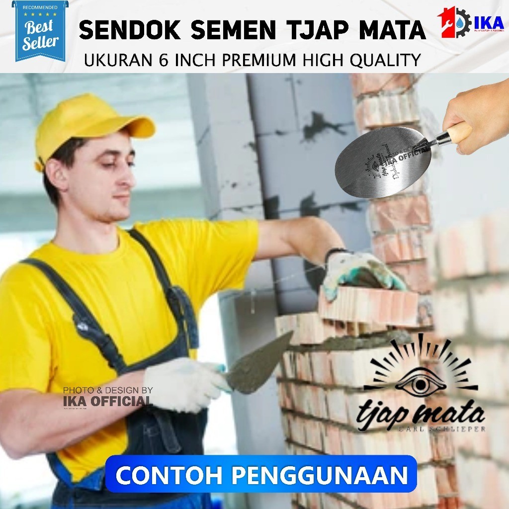 READY SAB Tjap Mata Sendok Semen Lancip 6" Stainless Gagang Kayu Model ProfilSendok Semen Gagang Kay