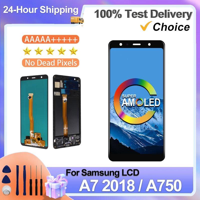 6.0" SUPER AMOLED For Samsung Galaxy A750 LCD splay A7 2018 Touch Screen gitizer For Samsung A750F A