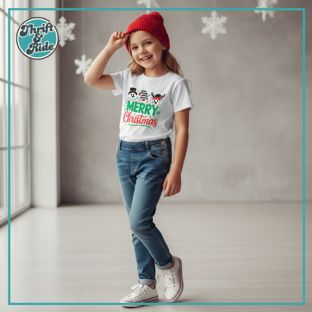 Kaos Natal Anak Perempuan Terbaru 2025 | Baju Natal Anak Laki Laki Usia 1-10 Tahun Tangan Pendek