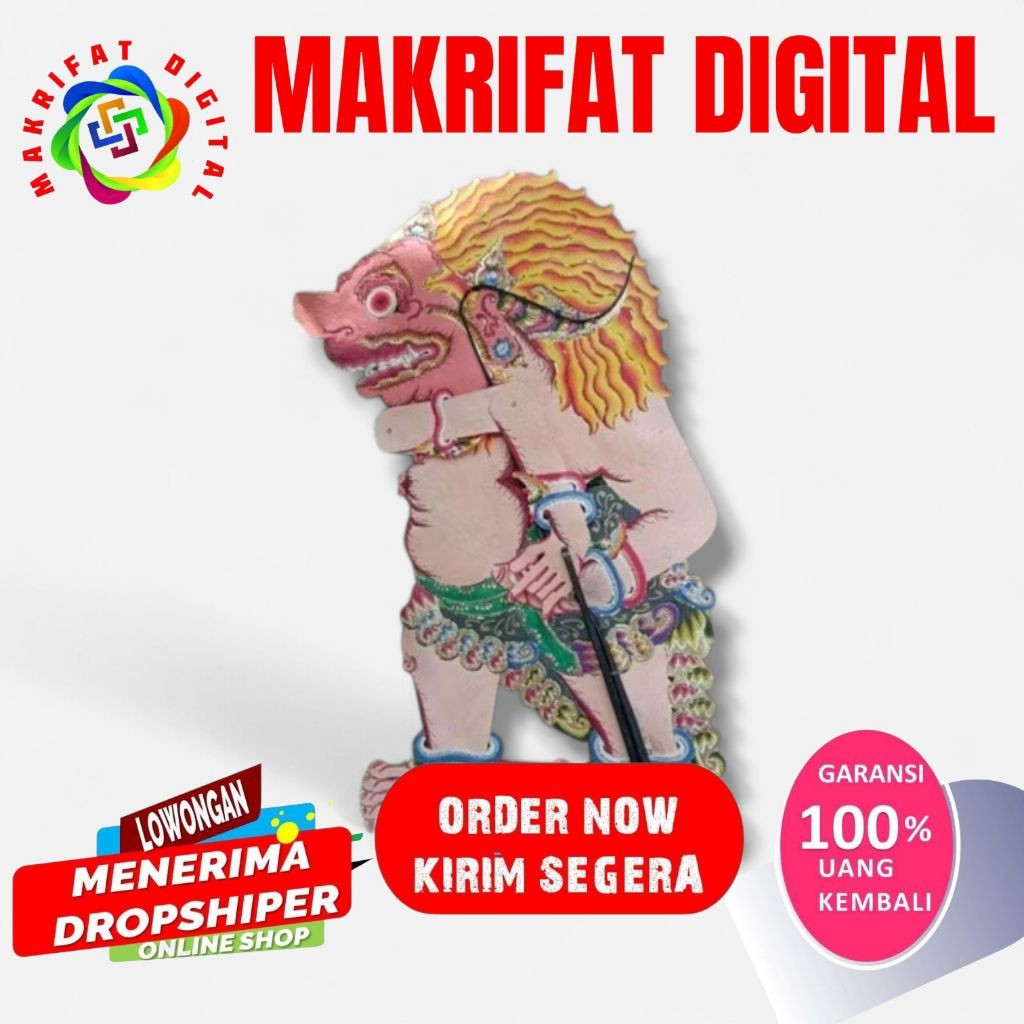 MAKRIFAT DIGITAL Wayang Kulit Sapi ASLI Buto Babrah Geni Ukuran Standar Dalang