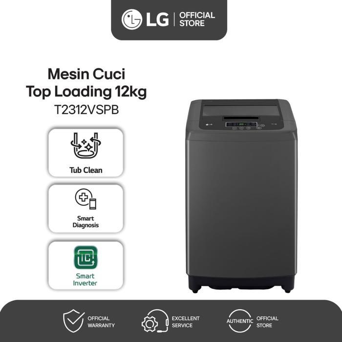 LG Mesin Cuci Top Loading 12kg - TurboDrum - Pencucian 4 Arah - Smart Inverter - T2312VSPB