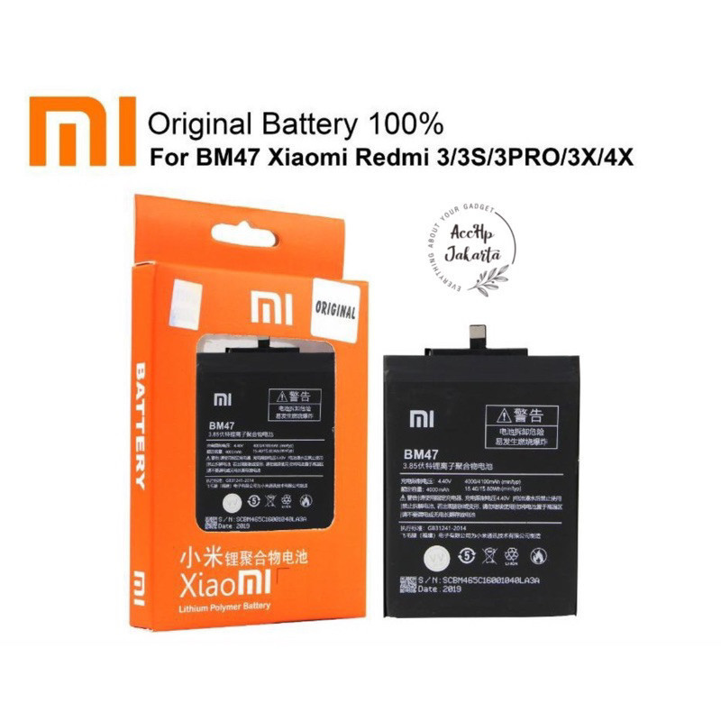 Battery Batre Xiaomi Redmi 4x BM47 Batre Xiaomi Redmi 3 3s 3 Pro 4x BM 47 Ori 100%