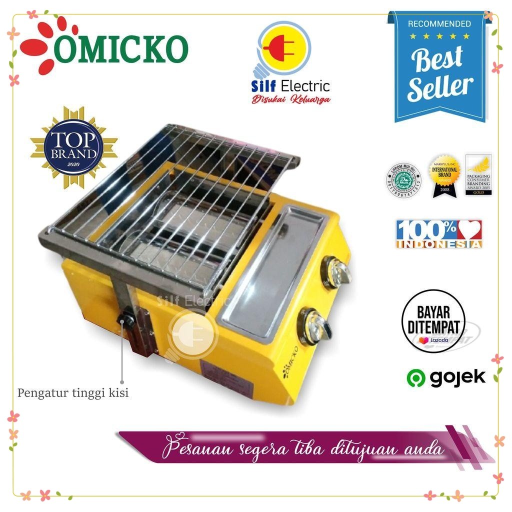 OMICKO Kompor Panggang Sosis 2 Tungku Tanpa Asap Anti Lengket - Alat Panggang Sosis Bakso Usaha