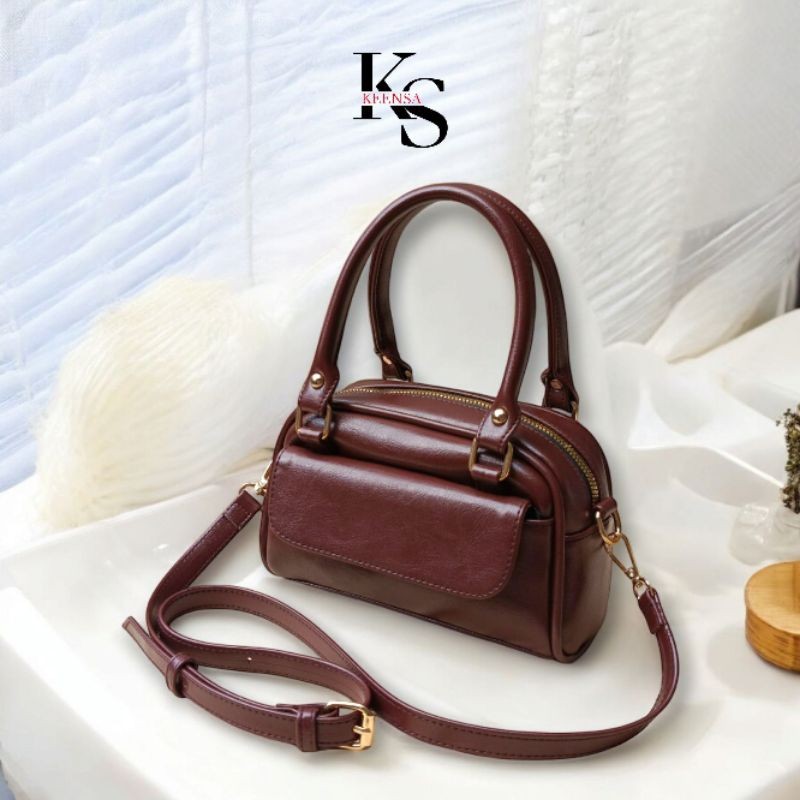 KEENSA Aira Bag Tas Wanita Terbaru Boston Bag Tas Selempang Kecil Persegi Retro Summer Slingbag Keki