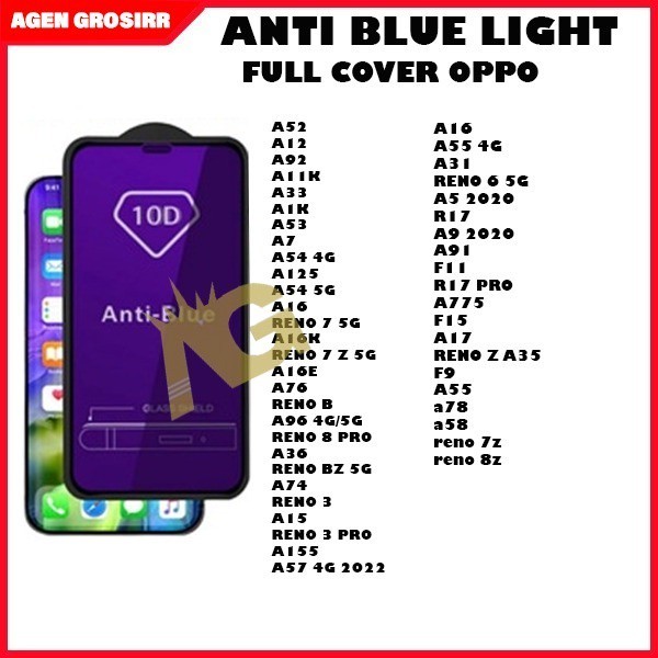 AG- TEMPERED GLASSANTI BLUE LIGHT  OPPO A5i A1K A11K A12 A15 A15S A16 A16E A16K A17 A17K A3S A31 A33