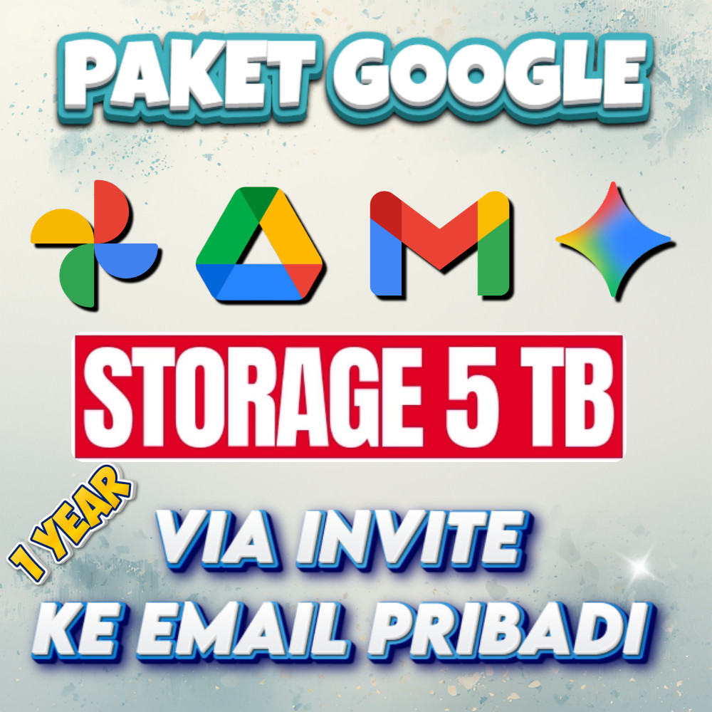 Google Paket Upgrade 5TB Drive Gmail Photos Gemini Pro 1 Tahun Invite ke Email Sendiri Bergaransi Pr